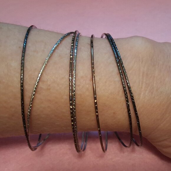 Bangle Bracelets -- Set of 7  --  2 3/4" Diameter -- Light & Dark Tones - Picture 5 of 12